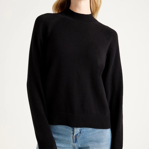 Quince Sweaters - Quince 100% Organic Cotton Mock Neck Sweater Black Size Medium